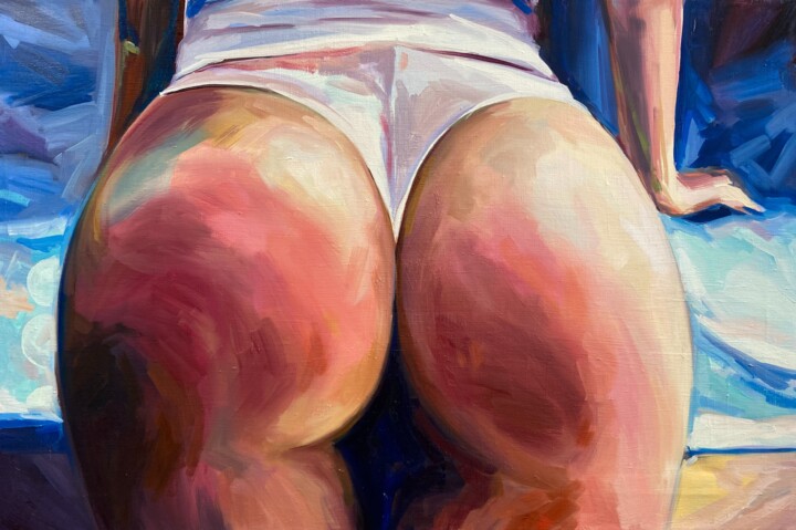 BEA - oil painting on canvas, sea, seaside, seashore, woman 绘画, 23.6x35.4 in