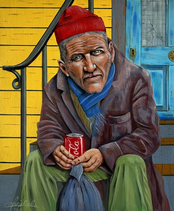 Unknown in the street (inconnu dans la rue) 绘画, 21.7x18.1 in