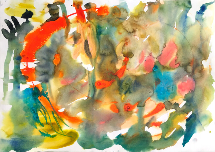 Painting titled "Aquarelle 10" by Le Corps De La Couleur, Original Artwork, Acrylic