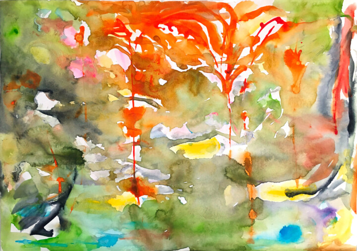 Painting titled "Aquarelle 11" by Le Corps De La Couleur, Original Artwork, Watercolor