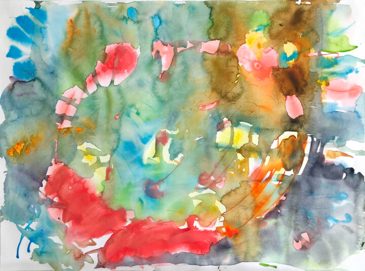 Painting titled "Aquarelle 16" by Le Corps De La Couleur, Original Artwork, Watercolor
