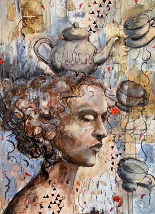 Tea ceremony - portrait, portraiture, Alice in wonderland 绘画, 25.6x19.7 in