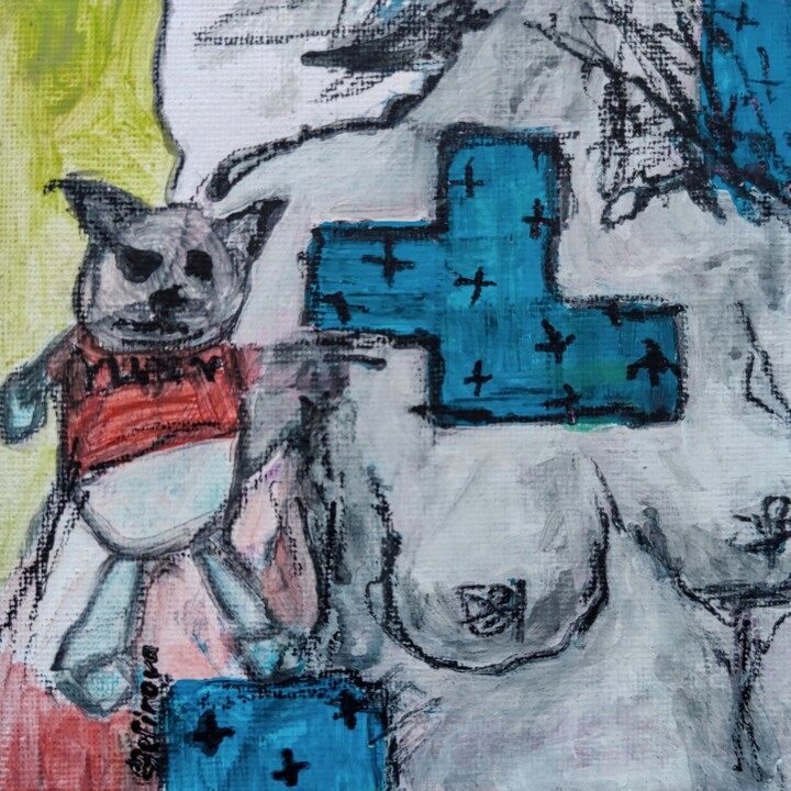 Painting titled "Tetris Girls #1" by Elga Zefirova, Original Artwork, Acrylic