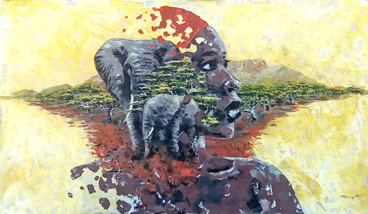 绘画,  33.5x57.1 in 