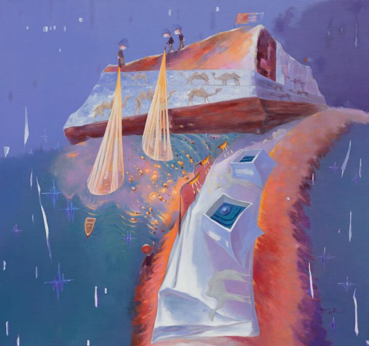 Pintura titulada "DUNHUANG - DREAMS O…" por Bin Xu, Obra de arte original, Oleo Montado en Bastidor de camilla de madera