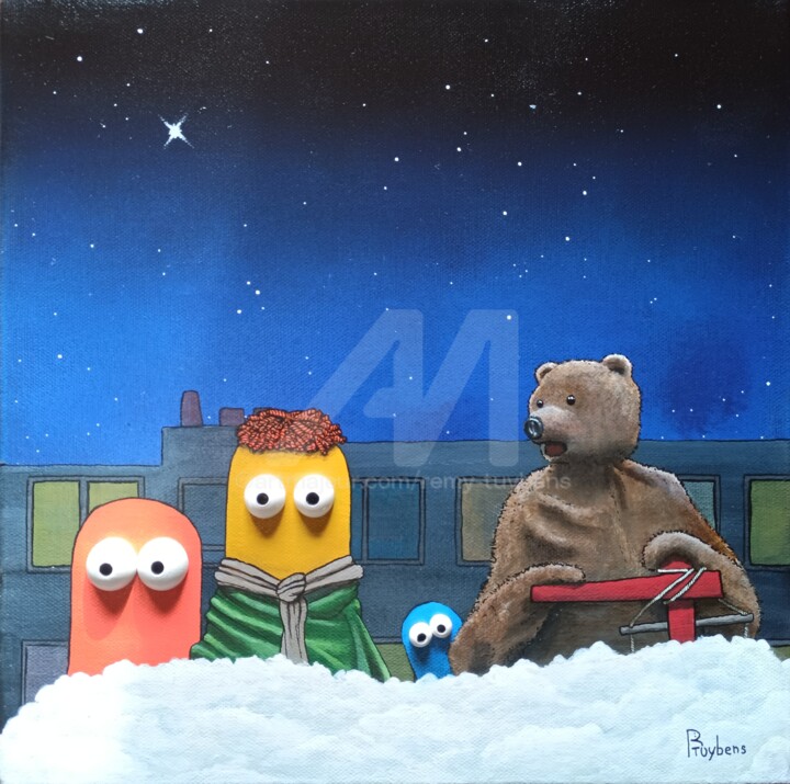 Bonne nuit les petits trucs 绘画, 11.8x11.8 in