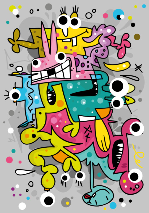 Lunatics #1 绘画, 39.4x27.6 in