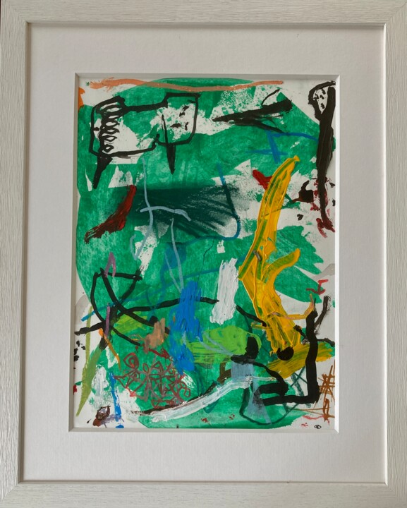 Painting titled "Garden Mood" by Gilles Glaçon, Original Artwork, Acrylic Mounted on Other rigid panel