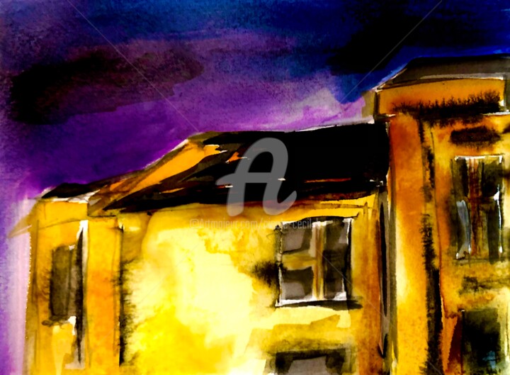 Painting titled "My beloved Berlin" by Nicole Cecil B, Original Artwork, Watercolor