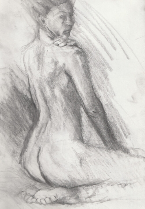 Desenho intitulada "etude nu 1" por Grégory Geng, Obras de arte originais, Lápis