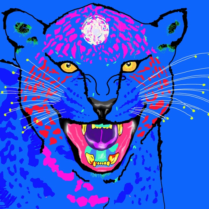 Цифровое искусство под названием "Panther" - Pelin Gürses, Подлинное произведение искусства, 2D Цифровая Работа