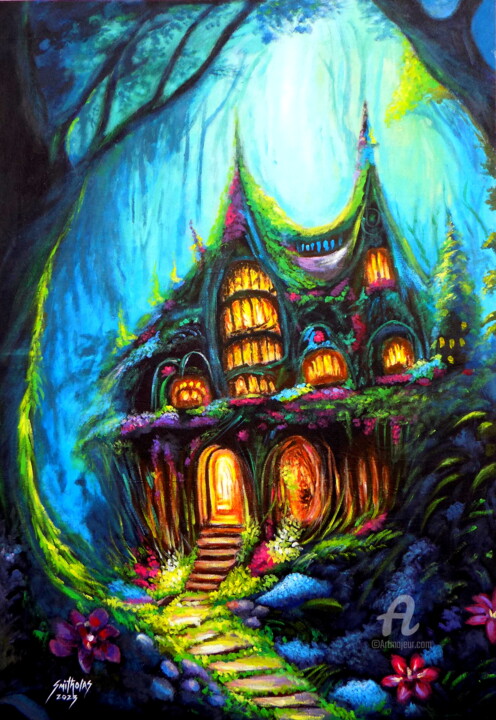Fairy Cottage 绘画, 43x30 in