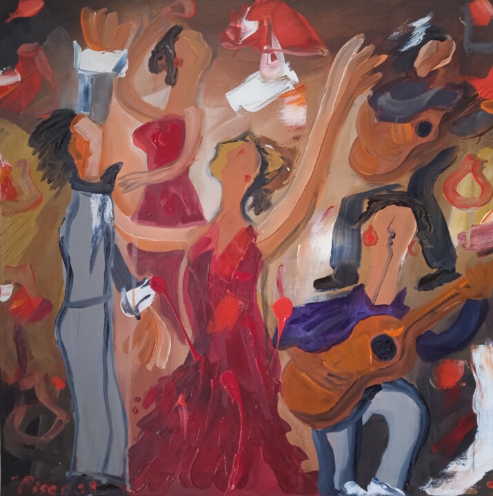 Sevilhanas/ Flamenco 绘画, 19.7x19.7 in