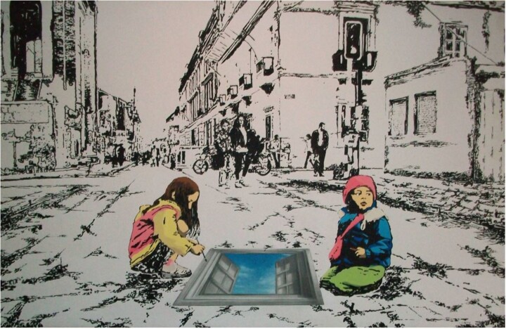 Painting titled "Instantánea" by Andrés Narváez, Original Artwork, Acrylic Mounted on Wood Stretcher frame