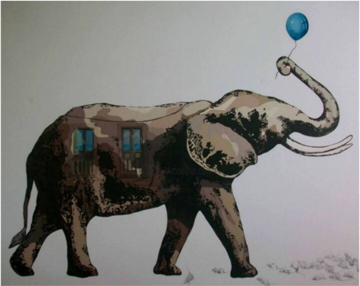 Painting titled "Día en azul" by Andrés Narváez, Original Artwork, Acrylic