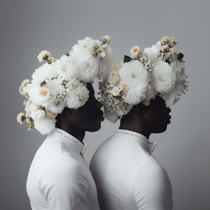two young homosexual grooms AI photos gay wedding picture 数字艺术