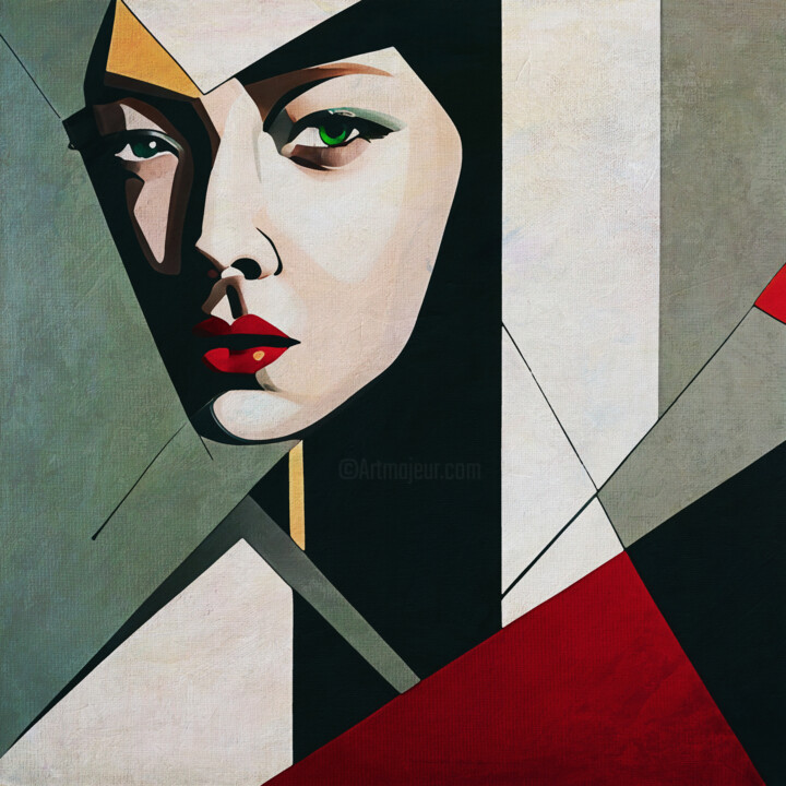 Digitale Kunst getiteld "Portrait of an abst…" door Jan Keteleer, Origineel Kunstwerk, Digitaal Schilderwerk Gemonteerd op A…