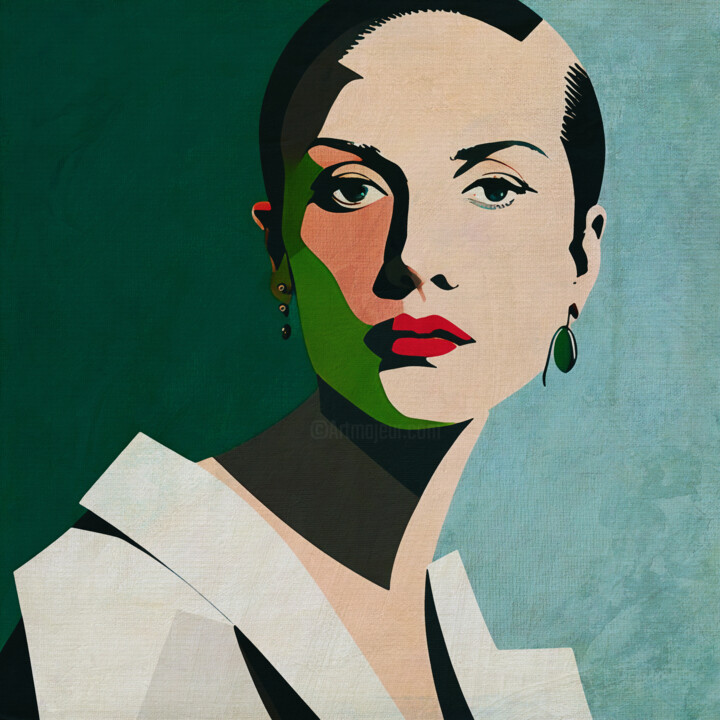 Schilderij getiteld "Portrait of Delphine" door Jan Keteleer, Origineel Kunstwerk, Digitaal Schilderwerk