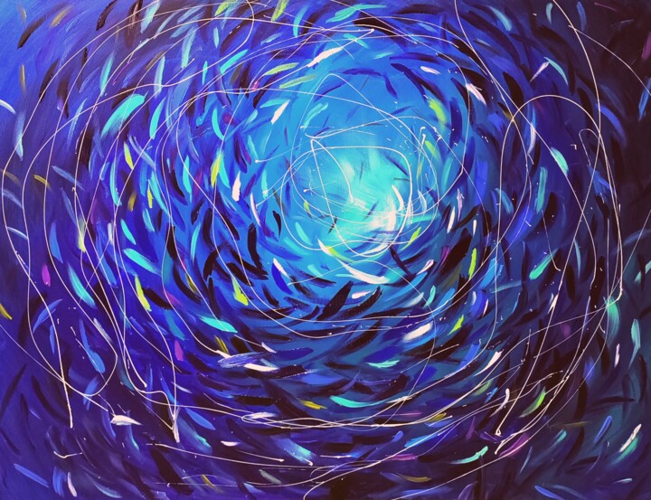 Deep sea - colorful fish painting 绘画, 35x45.7 in