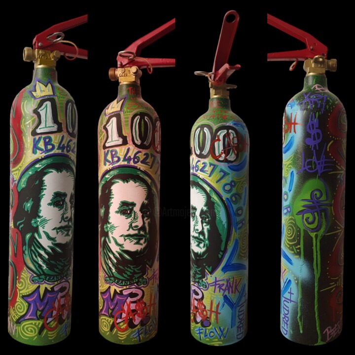 Mr. CASH estintore dipinto a mano Scultura, 22,8x7,9 in