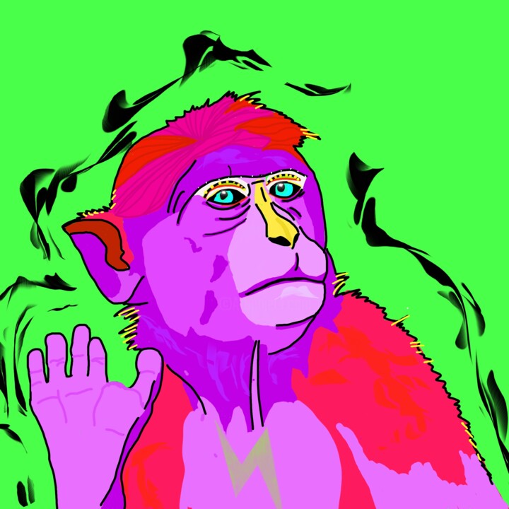 Цифровое искусство под названием "Baboon" - Pelin Gürses, Подлинное произведение искусства, 2D Цифровая Работа