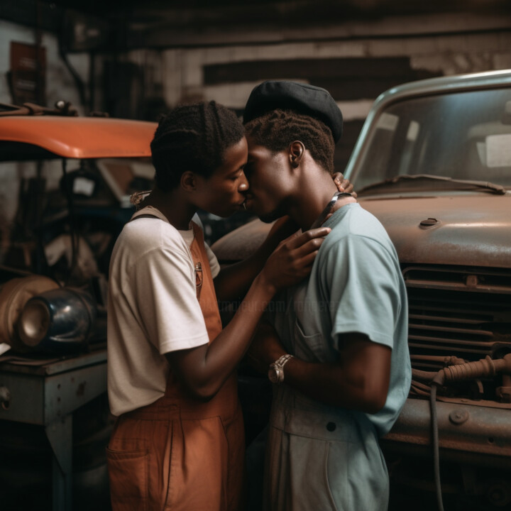 men kissing Homosexuality among black gay love community USA 数字艺术