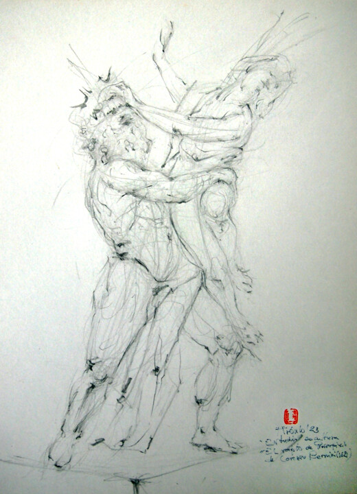 Estudio de la Escultura "El Rapto de Proserpina de Bernini 图画, 16.1x12.6 in