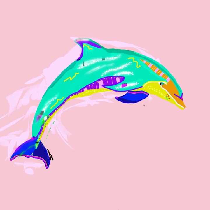 Цифровое искусство под названием "Dolphin" - Pelin Gürses, Подлинное произведение искусства, 2D Цифровая Работа