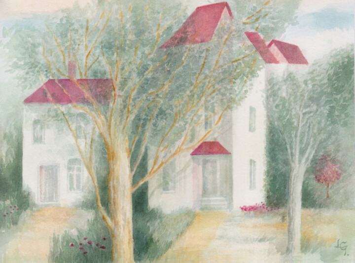 Schilderij getiteld "Der Frühling" door Lili Gräfenstein, Origineel Kunstwerk, Aquarel