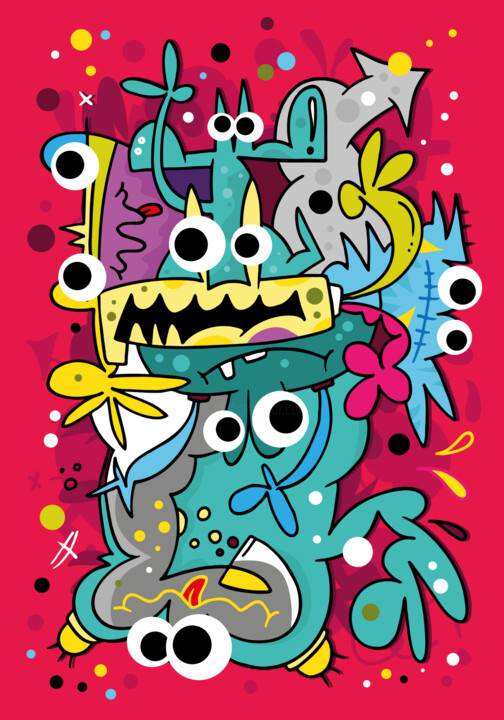 Lunatics #6 绘画, 39.4x27.6 in