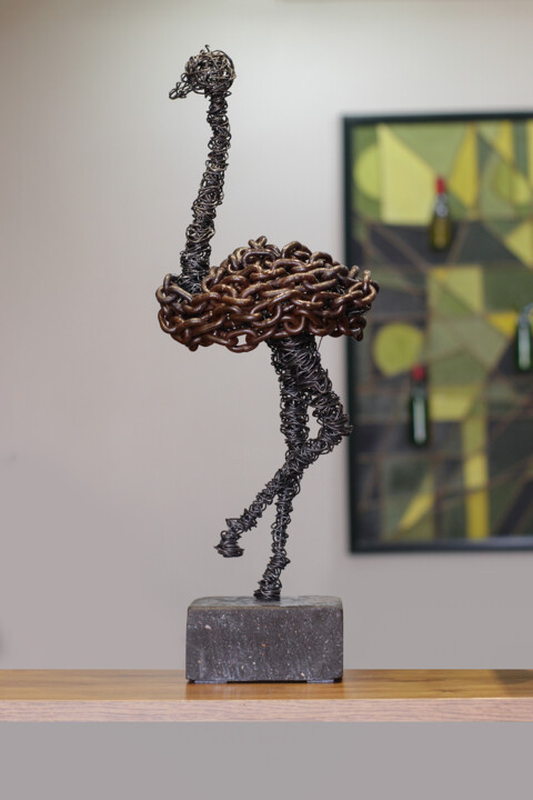 Strong ostrich 53x18x14cm 4.2kg Iron, Tufa 2022 雕塑, 20.9x7.1 in