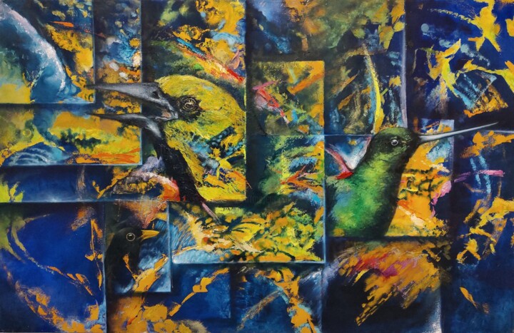 Painting titled "Vuelos III" by Andrés Narváez, Original Artwork, Oil