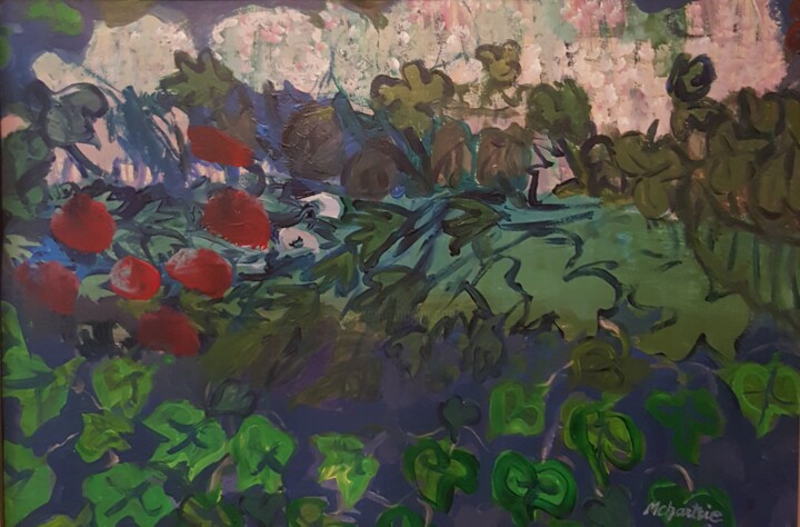 Painting titled "LES HORTENSIAS BLAN…" by Mchartrie, Original Artwork, Acrylic