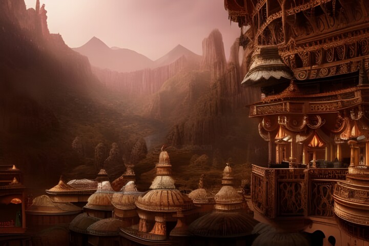数字艺术 标题为“tempio nella foresta” 由Lorenzo Corti, 原创艺术品, AI生成的图像