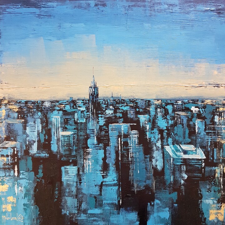 City Sunrise 绘画, 23.6x23.6 in