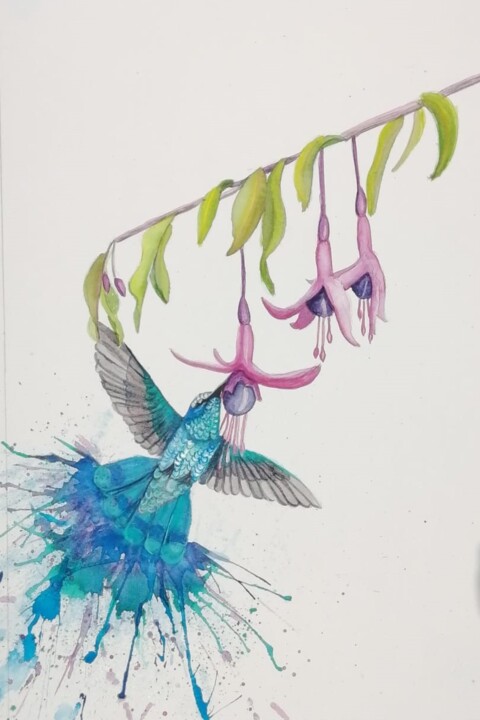 Colibri Azul 绘画, 15.4x11.4 in