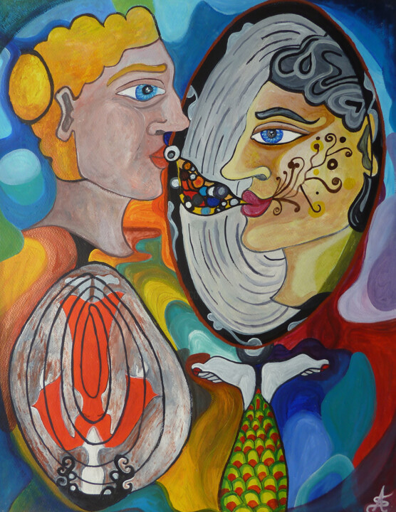 Peinture intitulée "Miroir-Transfuge" par Aurélie Sarrazin, Œuvre d'art originale, Acrylique