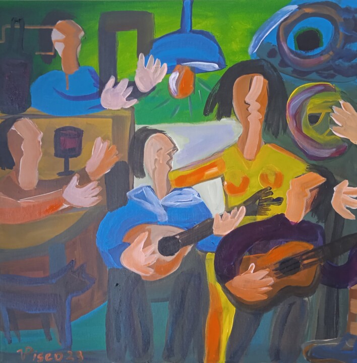 Fado em Santa Maria Maior 绘画, 19.7x19.7 in