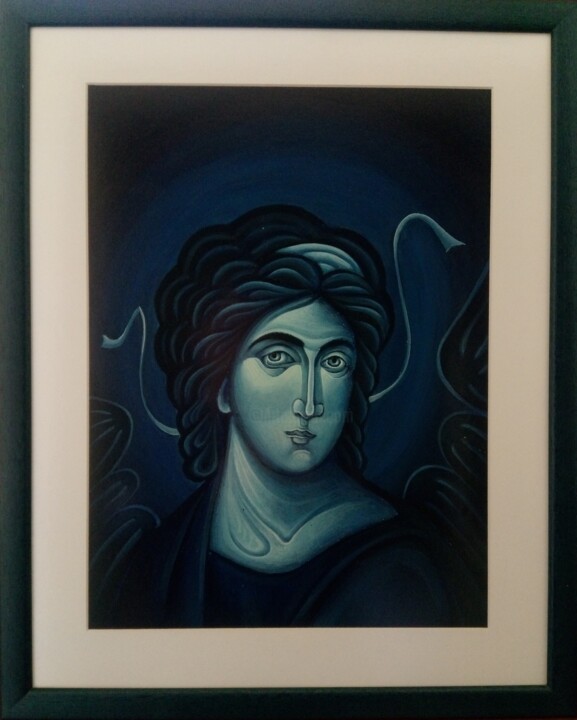 Painting titled "Angel (egg tempera…" by Miljana Marković, Original Artwork, Pigments Mounted on Cardboard