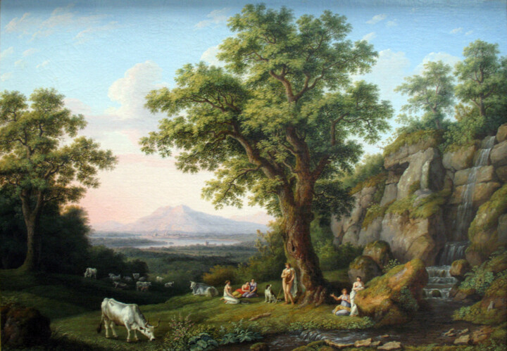 Painting titled "Paysage Arcadien" by Jacob Philipp Hackert, Original Artwork, Oil