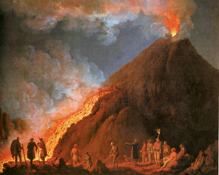 Painting titled "Éruption du Vésuve…" by Jacob Philipp Hackert, Original Artwork, Oil