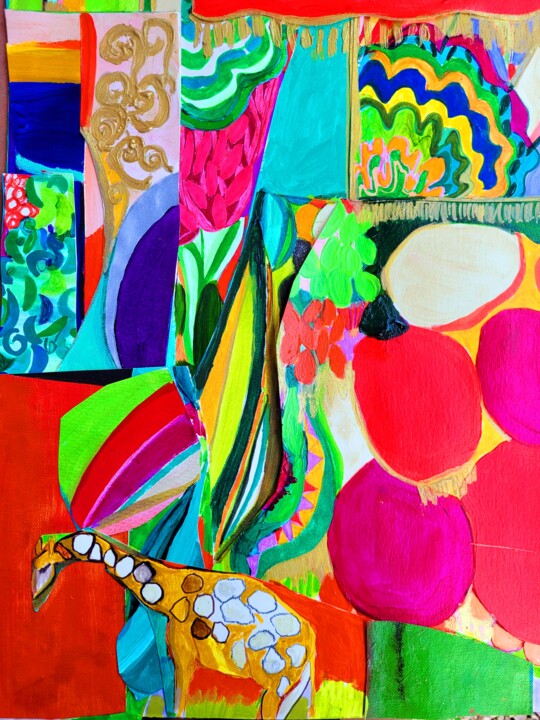 La girafe 2 绘画, 16.5x11.4 in