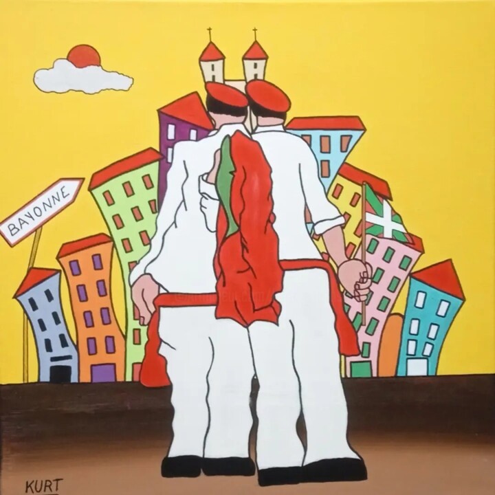 Tableau naif Vamos a la Fiesta !! 绘画, 15.8x15.8 in