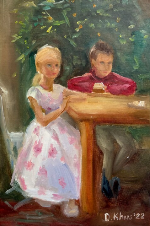 Painting titled "Waiting in the summ…" by Darya Khus, Original Artwork, Oil