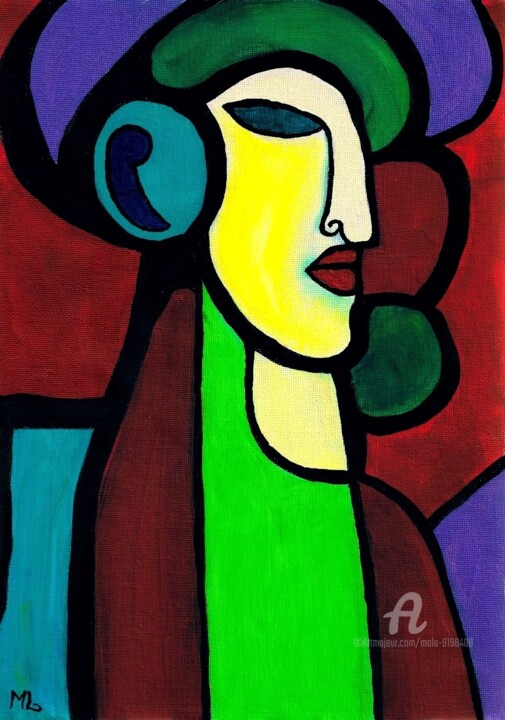 WOMAN PORTRAIT ABSTRACT n°2 绘画, 11.7x8.3 in