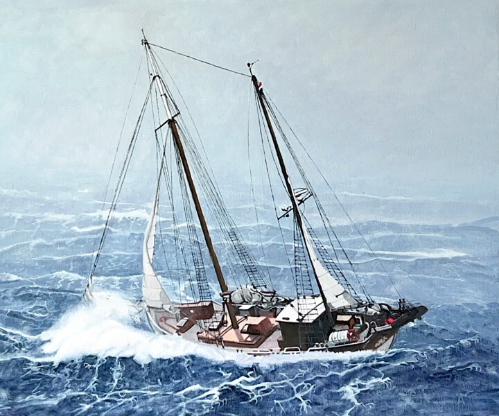 Peinture intitulée "Fort coup de vent" par Arnaud Feuga, Œuvre d'art originale, Huile Monté sur Châssis en bois