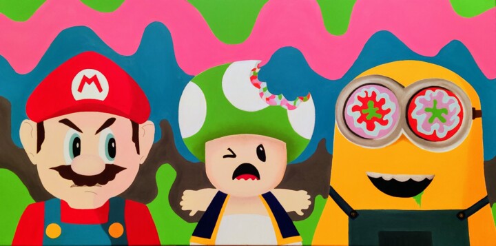 The second Grand theft mushroom 绘画, 15.8x31.5 in