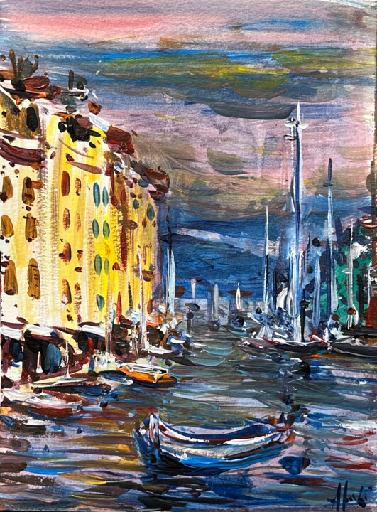 AFTERNOON IN PORTOFINO 绘画, 11.8x8.3 in