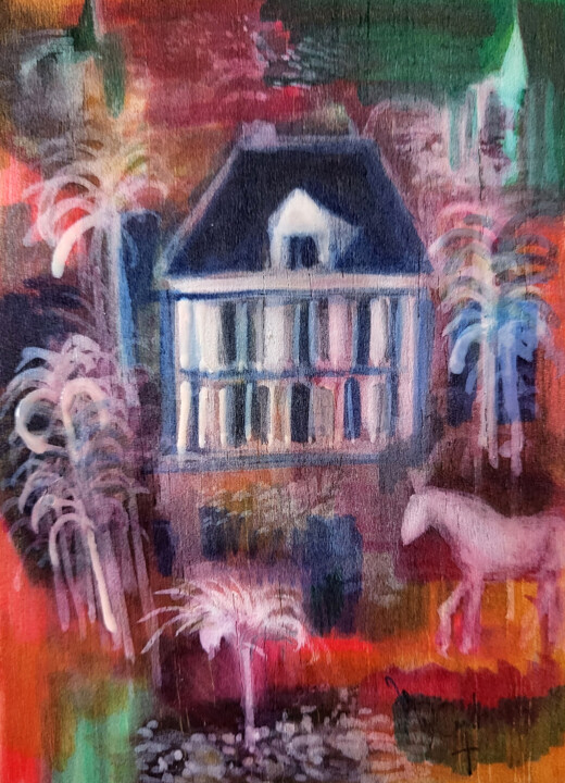 Mémoires de là-bas XVII- Feutre sur balsa 15 x 10 cm 绘画