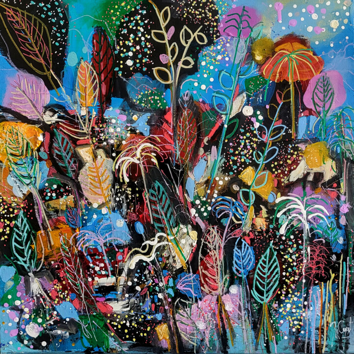 Jardin de nuit au bord de mer 绘画, 15.8x15.8 in